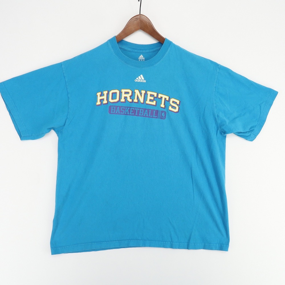 Charlotte Hornets‎ Basketball T-Shirt NBA Graphic Tee Blue Mens XL Adidas